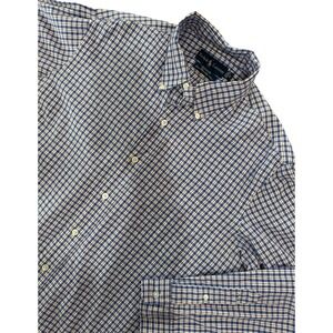 Ralph Lauren Custom Fit Fine Two Ply 100s Gingham Plaid Button Down Shirt Mens L